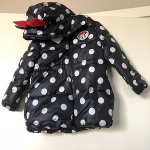 Padded puffer polka dot Minnie Mouse jacket bow